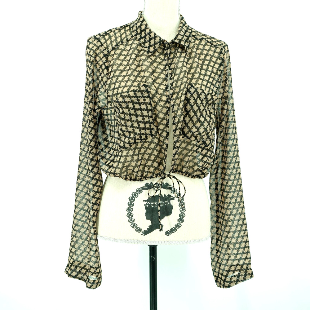Free People Blouse SZ M Cropped Sheer Layers Ethereal Indie Boho Coquette Whimsy